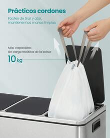 SONGMICS Bolsas de Basura, 50 L Bolsas de Basura con Cordones, Juego de 160, Código K, Blanco Crema - Blanco - Ver 6