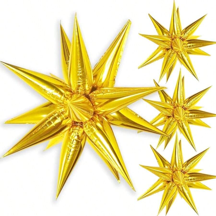 TYUI Gold Star Balloons 40 Pcs Starburst Balloon Thickened 28 Inch Star Explosion Foil Balloons Metallic For Birthday Graduation Baby Shower Wedding Anniversary Backdrop Decorations Party Supplies - Vàng - Xem 1