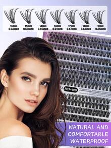 280/300 PCS Individual Lash Clusters D Curl 8-16mm Mix Wide Stem DIY Lash Clusters Natural Look&Extra Thick Reusable Individual Eyelash Extension Kit For Self Use At Home Or On-The-Go For Daily Life&Wedding&Dating&Party&Music Festival&Spring Day&Travel - D - View 2