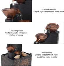 GOWENIC Fuente de Agua de Mesa con Luz LED, Fuente de Agua de Mesa, Adornos de Agua Corriente Feng Shui Que Atraen la Riqueza, Manualidades Alimentadas por USB para la Sala de Estar del - 1 - Ver 6