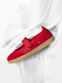 Samba Jane Red Gum (GS)– Lifestyle Sneakers – Shoes For Women - Vintage -Spring & Summer-Inspired Running Shoes, Shock-Absorbing Comfort, Gym To Streetwear Casual Wear-Easter Gift–KK1435 - 紅色/金色 - 查看 1