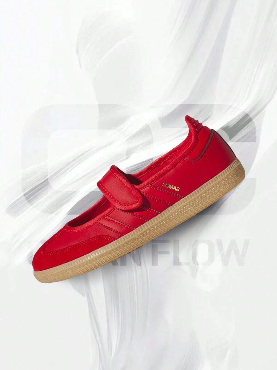 Samba Jane Red Gum (GS)– Lifestyle Sneakers – Shoes For Women - Vintage -Spring & Summer-Inspired Running Shoes, Shock-Absorbing Comfort, Gym To Streetwear Casual Wear-Easter Gift–KK1435 - 紅色/金色 - 查看 1