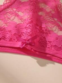 Juego de 7 piezas de bragas de mujer de unicolor con encaje romántico y parches, tanga con lazo adorable, ropa interior de mujer elástica y transpirable - Multicolor - Ver 10