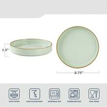 Richmount 4-Piece Stoneware Pasta Bowl Set(Set For 4) - Light Green With Brown Rim - View 2