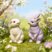 1pc DIY Kissing Rabbit Scented Candle Silicone Mold, Car Decor, Plaster Sitting Rabbit Easter Silicone Mold