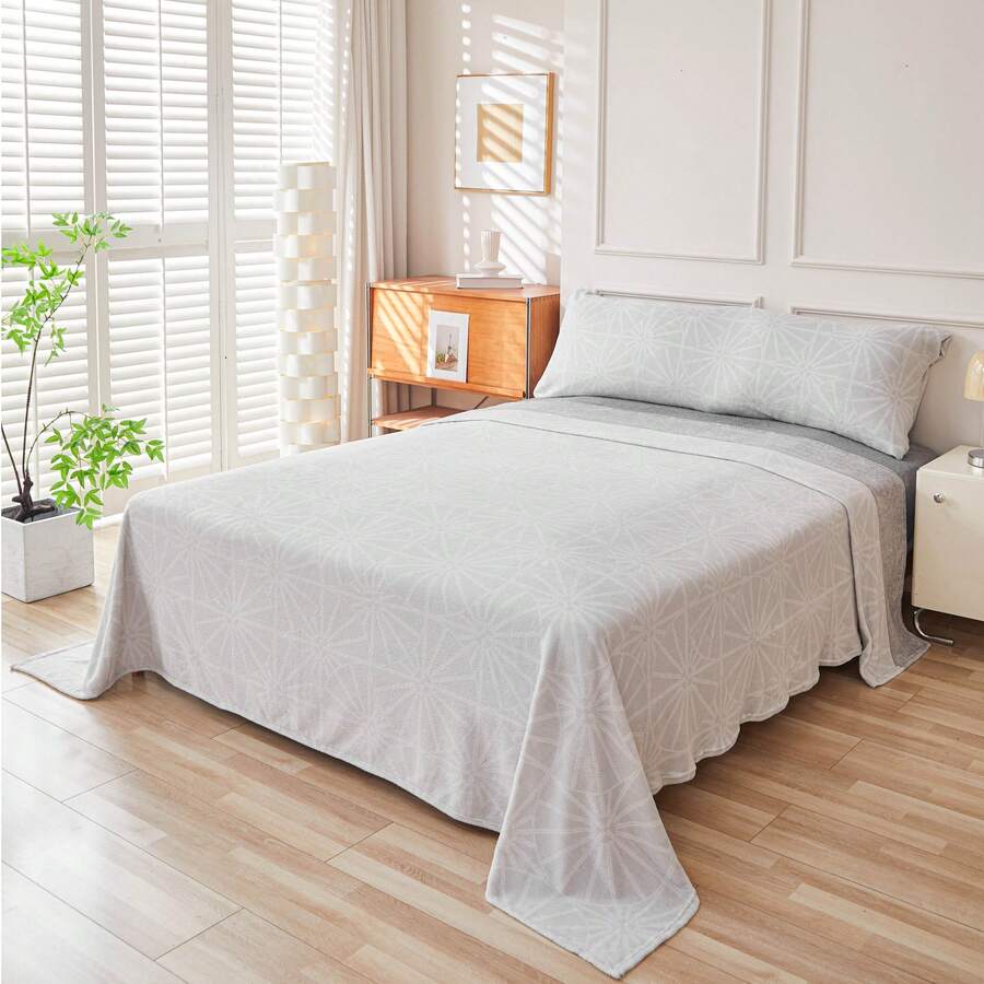 VOGRAC Pyrenees Flannel Winter Sheet Set, Soft Microfiber - Extra Velvety Touch | 90/105/135/150/180 Cm Bed | Elegant And Warm Printed Design, Pyrenees Thermal Sheet Set. Autumn/Winter Fleece Sheets For Single And Double Beds, 3 Pieces, Warm And Soft. Premium Microfiber, Soft Touch. - Xám - Xem 1