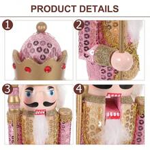 Cascanueces Rosa: Par De Adornos Navideos De Cascanueces Hermoso con Bastn Y Estatua De Figuras De con Brillo 11.79 Pulgadas - inicial - Ver 4