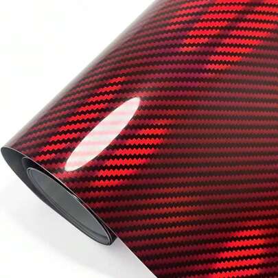50cm X 150cm PET Laser Red Carbon Fiber Vinyl Wrap Film, Car Body Decor Sticker