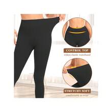 High-Waisted Thermal Tights For Fall And Winter-Soft Pant-Style Leggings Featuring A Stretchy, Form-Fitting Design With A Soft Fabric Lining. Perfect For Lounging At Home Or Pairing With Pajamas. - 320克 黑色 - 查看 3