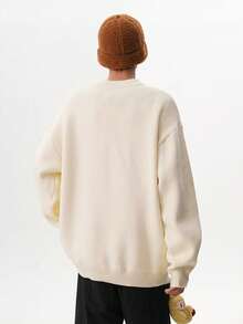 メンズ ポーラーフリース セーター 厚手 クルーネック ルーズフィット 保温性 高級感 ストリート系 オフィスカジュアル 秋冬 (超柔軟 静電気防止) - アプリコット - チェックする 3