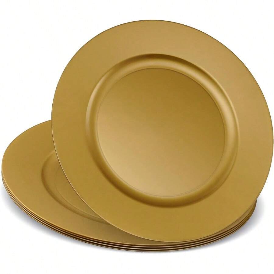 13'' Party Chargers Large Plates And Platters Great For Elegant Party's Weddings Tableware Great For Serving Dish Gold Pack Of 6 - 金色 - 查看 1