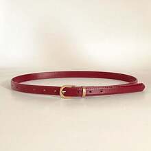 One Red PU (Polyurethane) Leather Casual Vintage-Inspired Elegant Women's Belt, Perfect For Everyday Wear, Work, Dating, Pairing With Jeans, Trousers, Skirts, Fall/Winter/Summer, School, Autumn, And Halloween. One Cubic - A - 查看 2
