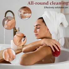 African Net Sponge With Knots,Authentic Exfoliating Bath Sponge For Deep Cleansing, Long-Lasting Body Scrub, Shower & Bath Accessories For Women & Men - Red - View 3