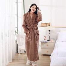 1 chiếc áo choàng tắm flannel cỡ lớn, dày dặn và dài, kiểu dáng thường ngày có túi, siêu mềm, thấm hút cao, nhanh khô, chắn gió, ấm áp, thích hợp cho cả nam và nữ, dùng để trang trí phòng tắm mùa đông. - Nhiều màu -XXL - Xem 4