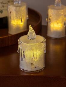 6/12 pièces Bougies électroniques transparentes à la cire petites, bougies cristal LED sans fumée pour proposition, anniversaire romantique - Multicolore - Voir 6