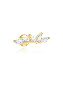 SereneSpark 1PC/2PCS Star Water Drop 925 Sterling Silver For Women Stud Earring Ear Clip Flat Back 18K Gold Plated For Daily Wear Daily Wear Wedding Party Engagement Fine Jewelry - Gold - View 26