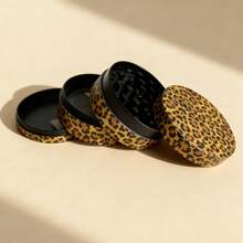 2.5 Inch Leopard Design Aluminium Alloy Metal Herb Grinder - 4-Layers Metal Grinder With Scraper | Smoking Accessories Kit, For Friends, Families, And Smokers, Christmas Gifts - 豹 - 查看 2