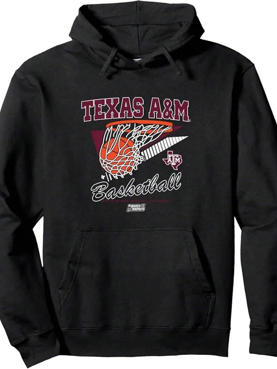 Texas AM Aggies Basketball 2025 March Madness NCAA Pullover Hoodie - 黑色 - 查看 1