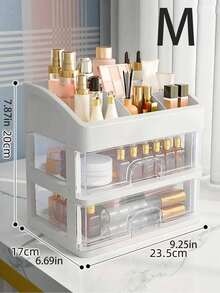 1 pièce Boîte de rangement de maquillage de luxe en plastique transparent. Couche supérieure pour les produits de soins de la peau, les ombres à paupières, les pinceaux, les surligneurs, les fonds de teint, les correcteurs, les rouges à lèvres. Couche inférieure pour les masques de beauté, les poudres, les tampons. Protège contre la poussière, gain d'espace. Présentoir et rangement cosmétique. - Transparent - Voir 3