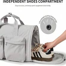 Gym Bag Duffle Bag For Travel: Gym Bag For Women Men Gym Bag With Shoe Compartment 3 In 1 Carry On Bag Travel Duffel Bags With Trolley Sleeve Lightweight Travel Bag Sports Bag Elegant Gray - ElegantGray - View 3