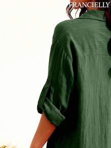 Women's Summer Beach Set, Loose Cropped Top And Wide-Leg Shorts In Dark Green, Cool Fabric, One Size Fits 36-42. - Màu xanh lá cây đậm - Xem 5