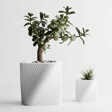 ORIZZONTE Modern Square Decorative Vase With Slanted Spiral Texture – Geometric Design For Succulents And Small Indoor Plants – Home/Office Gift Idea – Available In 2 Sizes – 100% Made In Italy, Shipping From Italy - White - View 10