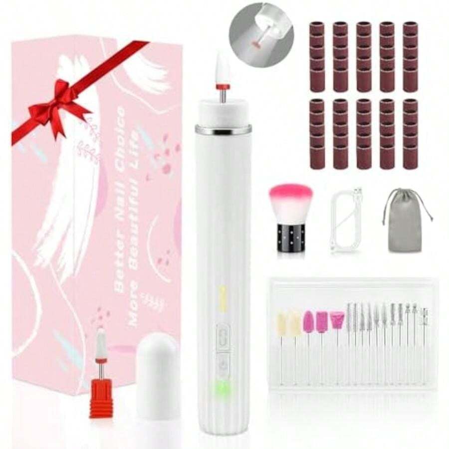 CIICII Nail Drill para Uñas con Luz , 71Pcs Electrico para Uñas & Bolsa Portátil, 20000RPM Taladro para Uñas (Pulidoras de Uñas Inalámbrica Recargable de 3 Velocidades) Para Uñas de ílico DIY Manicura Pedicura(3 Velocidades Drill para Uñas) - Multicolor - Ver 1