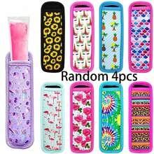 8pcs Cartoon Ice Pop Holder Sleeves Set, Cute Cartoon Pattern Ice Pop Covers, Reusable Washable Ice Pop Holders, Ice Accessories - Multicolor - View 7