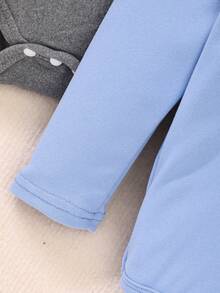 Warm Turtleneck Fleece Bodysuit For Babies & Toddlers, Suitable For Spring, Autumn And Winter - Blue - View 7