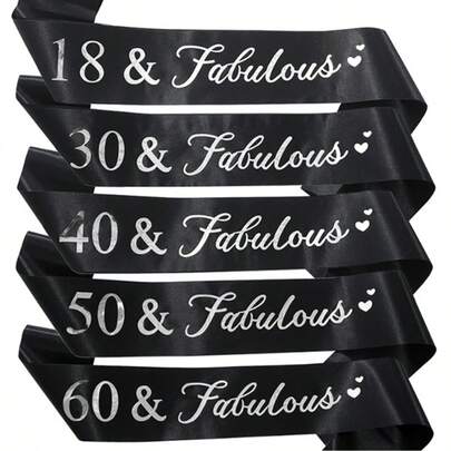 Birthday Party Sash - Fabulous Sash 18th 21th 30th 40th 50th 60th 70th Birthday Party Decorations And Supplies (Black)