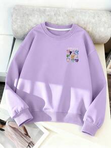 Sweatshirt Pullover Leher Bulat Bahu Longgar Motif Kartun, Atasan Rajut Kasual untuk Musim Gugur/Dingin. Koleksi Terbaru untuk Musim Gugur, Tema Halloween. - Purple - View 2