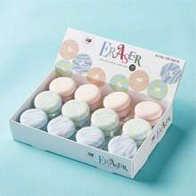 Set di 3 gomme circolari dai colori casuali, gomme circolari creative e personalizzate a forma di macaron, si puliscono senza lasciare residui, pulite e morbide, facili da pulire, articoli di cartoleria novità per la scuola, regalo perfetto per studenti, per il ritorno a scuola