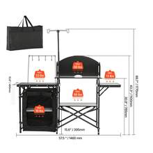 Camping Kitchen Table, Outdoor Camp Cooking Table, Aluminum Portable Cook Station With Storage Cupboard, Carrying Bag, Detachable Windscreen, Quick Set-Up For BBQ Party Picnic RV Travel, Black - 戶外的 - 查看 10