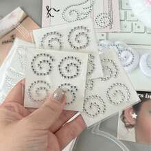 3件/套 ins风高品质3D水晶翅膀、圆形、五角星银色水钻贴纸，适用于装饰日记本、手账、化妆品，批发 - 銀色 - 查看 3