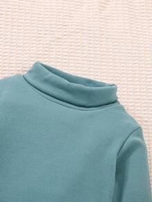 Warm Turtleneck Fleece Bodysuit For Babies & Toddlers, Suitable For Spring, Autumn And Winter - Blue - View 4