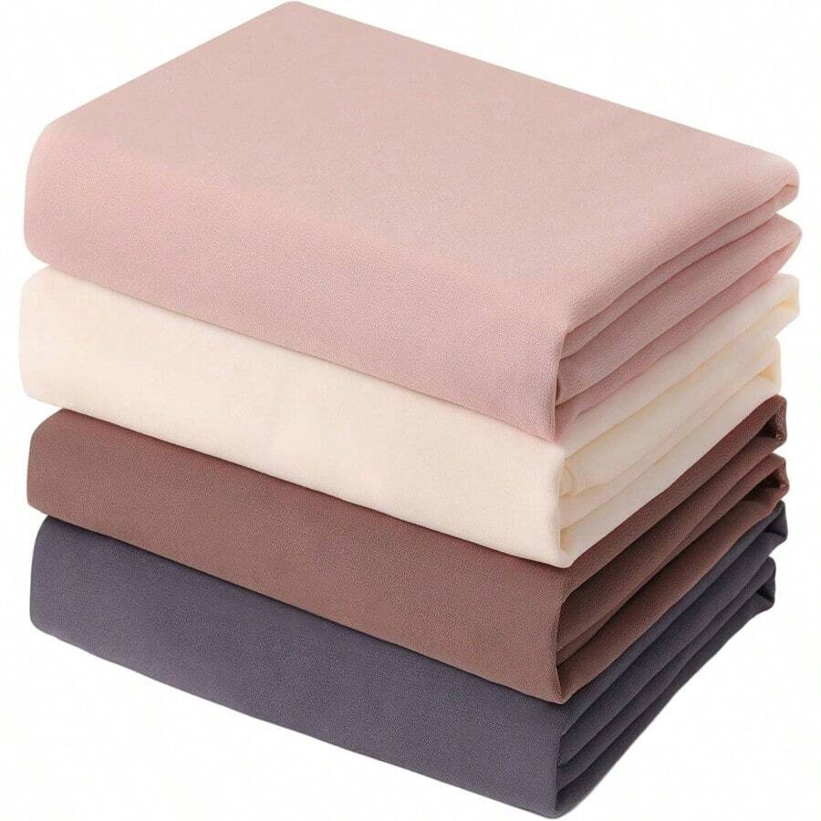 - Juego de 4 bufandas de hiyab de gasa para mujer, bufanda musulmana de cabeza larga, chales ligeros, para mujer, Color elegante. - Color elegante. - Ver 1