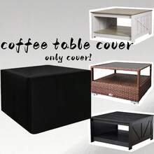 1 pieza Juego para uso en interiores/exteriores, patios, jardines, oficinas - Cubierta de mesa de centro rectangular resistente - Cubierta de mesa de patio rectangular con cierre de cordón en la parte inferior, se ajusta a tableros de mesa rectangulares estándar - Negro (solo cubierta) - Negro - Ver 5