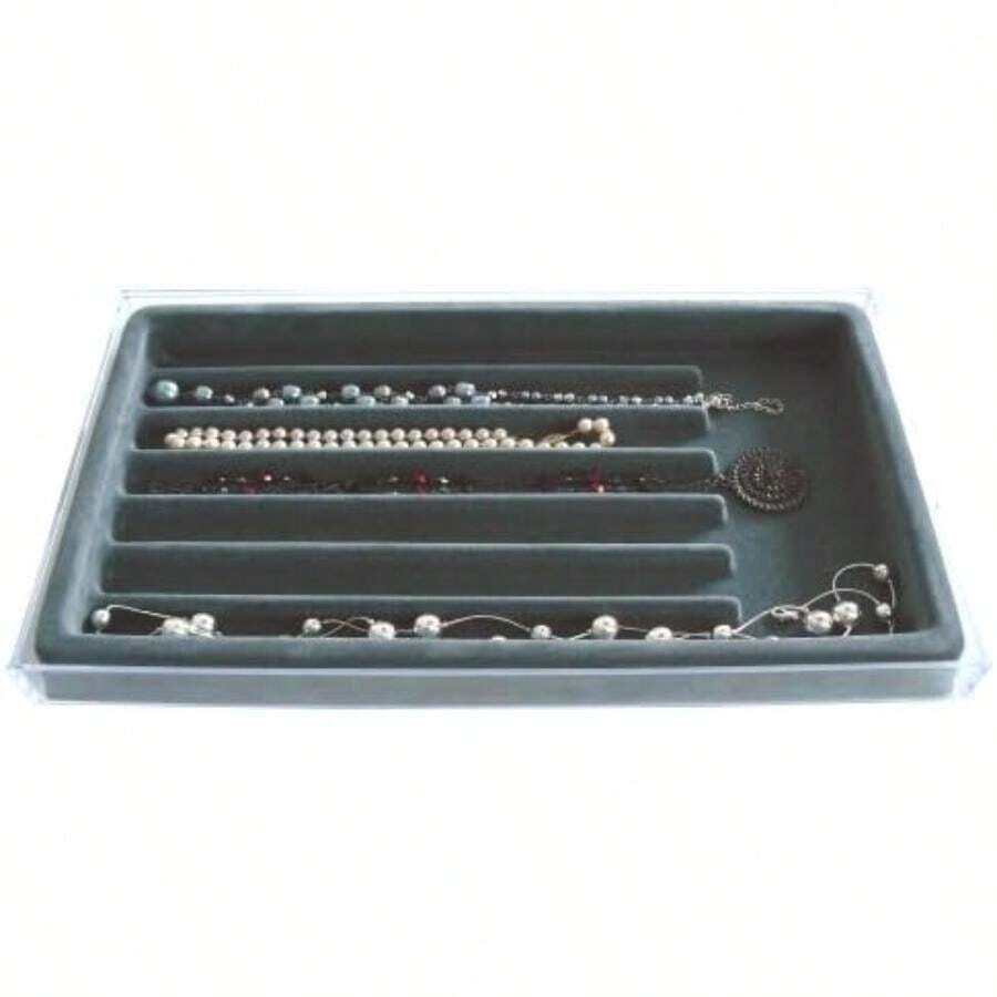 Joyero Organizador apilable con 20 Compartimentos para Anillos y aretes, Contemporáneo, Clear with Gray Insert, , 1(7 compartments Transparente con inserto gris) - Multicolor - Ver 1