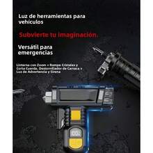Linterna Multifuncional con Martillo de Emergencia, Cuchilla Integrada y Luz de Auxilio - Equipo Esencial para Auto, Camping y Actividades Exteriores, negro - Negro - Ver 4