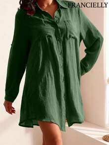 Women's Summer Beach Set, Loose Cropped Top And Wide-Leg Shorts In Dark Green, Cool Fabric, One Size Fits 36-42. - Màu xanh lá cây đậm - Xem 2