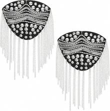 TENDYCOCO 1 Par Charreteras Con Borlas Charreteras Decorativas Adornos de Para Hombro Hombreras Para Ropa Mujer Decorativas DecoracióN De Hombrera Flecos De Pedreria Para Hombres Mujeres Performance - plata (estilo 4) - Ver 13