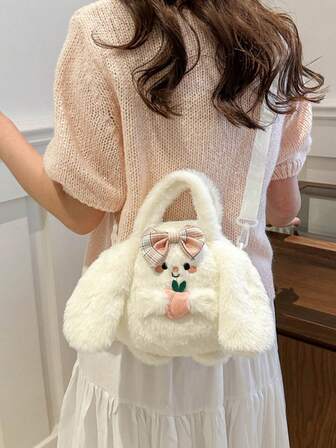 1 PC Cute Avocado Rabbit Plush Bag Little Rabbit Children's Handheld One Shoulder Crossover Small Bag Cartoon