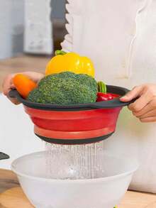 1pc Collapsible Strainer Basket (LargeSmall Optional) - Quick Drainage Anti-Clog Mesh, Silicone+PP Foldable Design For Kitchen VeggieFruit Cleaning, Winter Soup Prep & Christmas Dinner Prep - Multicolor - View 6