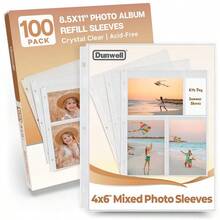 Photo Album Refill Pages - (4x6 Mixed Format, 100 Pack) For 600 Photos, 3-Ring Binder Photo Pockets, Each Photo Pa... - Crystal Clear 4x6 & Quot; - Mixed - View 8