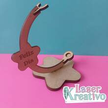Porta plumas feliz día en MDF natural 3MM 1 pieza porta plumas escolar escritorio madera diseño creativo organizador útiles - Camel - Ver 3