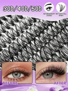640 Pcs Individual Lashes D Curl 8-16mm 20D/30D/40D/50D/60D/80D Eyelash Book Clusters Extensions False Eyelash DIY At Home Cluster Eyelash Extensions Makeup - D - View 7