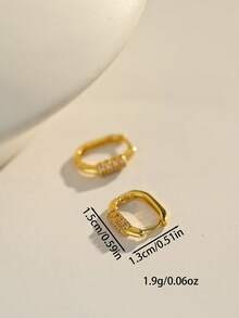 18K Gold Plated Elegant & Cute Copper Earrings, Suitable For Daily Wear And Gatherings - Gold - View 4