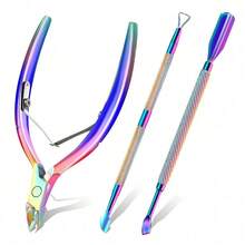 6 Pcs Manicure Pedicure Set Stainless Steel Nail Care Tools Cuticle Pusher Scissors Trimmer Complete Kit For Home Salon Use Travel Toenail Fingernail Care Hand Foot Maintenance - Colored - View 1