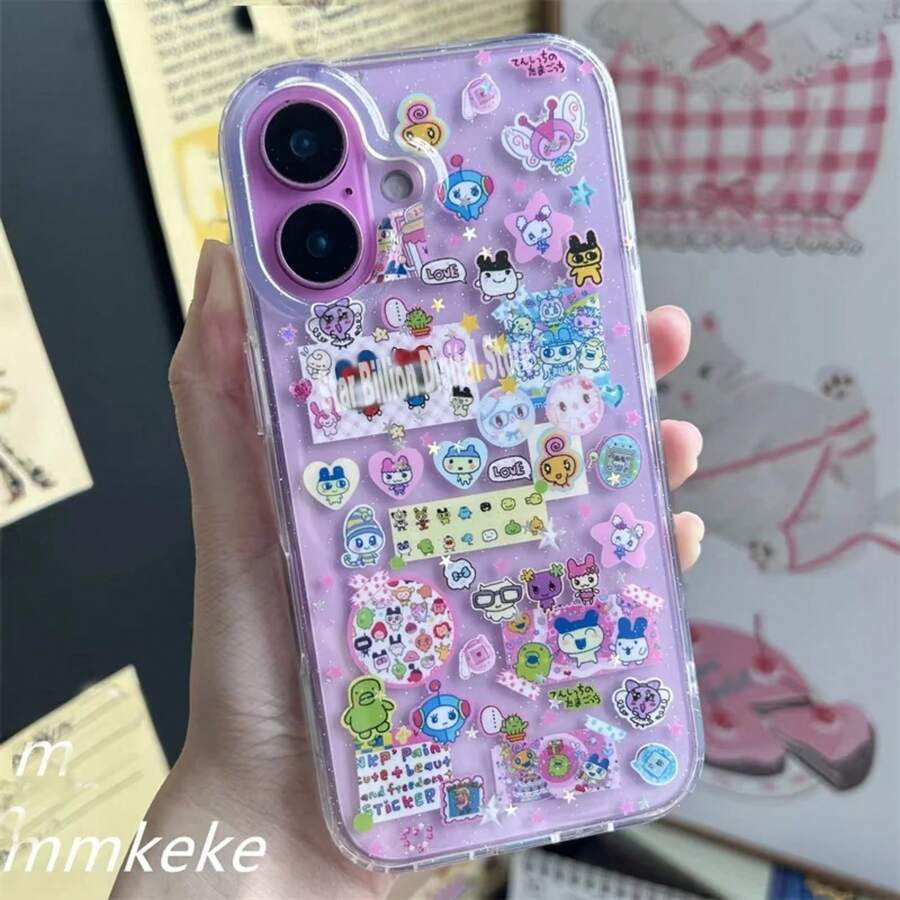 SANRIO Korean Style Cute Cartoon Shiny Glitter Phone Case For 17 16 15 14 13 12 11 Pro MAX Max Plus Y2K Soft Back Cover - 僅手機殼 - 查看 1