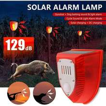 1/2/4 Pcs 3 Modes Solar Alarm Motion Detector With Sound Outdoor Motion Sensor 129db Barking Dog Strobe Light Gunshot Sound Alarm Detector Noise Maker Warning Lamp For Pasture, Farm, House, Yard, Barn, Home - Red - View 3